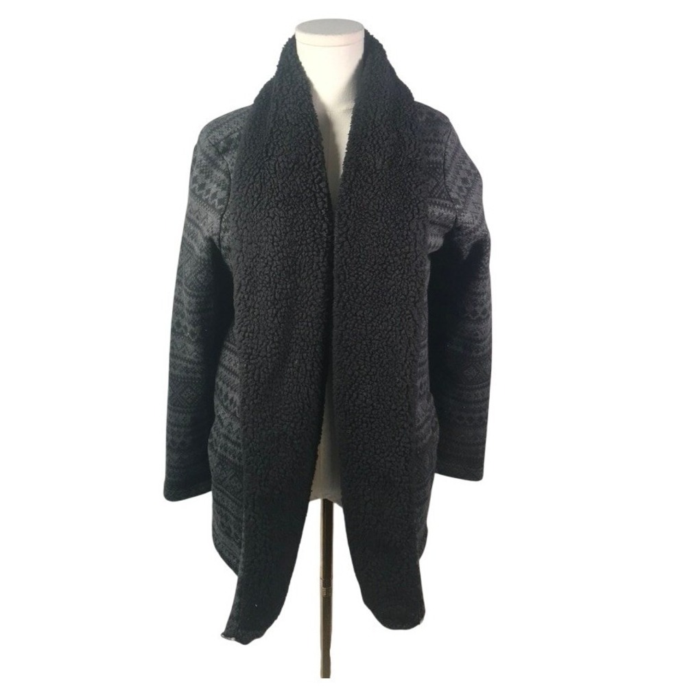 LL Bean Women's Fair Isle Sherpa Lined Cardigan Sweater Jacket Size M